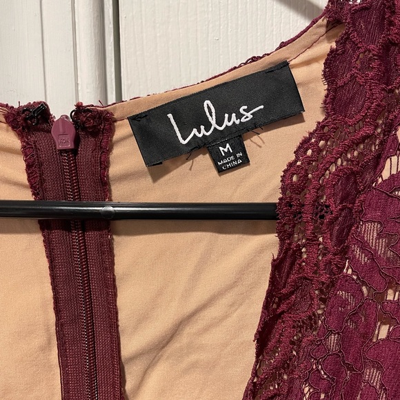 Lulu’s Maroon Lace Bodycon Midi Dress - Picture 3 of 3